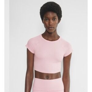 Aritzia Golden PimaForm Aerial Crop Shirt Soft Sz M Athleasure Gym Yoga